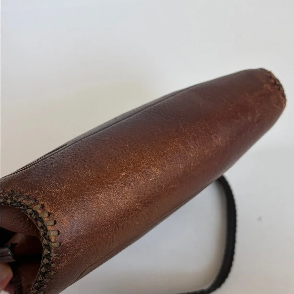 Antique embossed brown leather mini purse patented 1918. Clean. Embossed floral - Picture 10 of 16